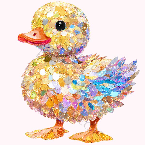 Glitter Duckling Png - Ducky Sequin Sparkling Cute Duck Sublimation Easter Spring Image