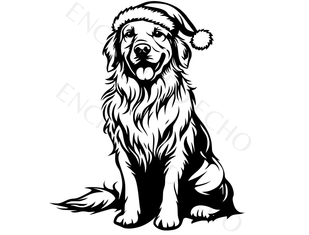 Golden Retriever Sitting With Santa Hat Svg Png Cute Winter Dog SVG ...