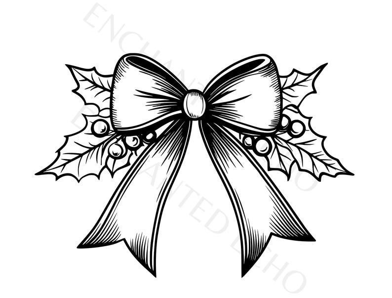 Christmas Mistletoe Bow Svg Png Set Coquette Winter Bow Svg Png - Etsy