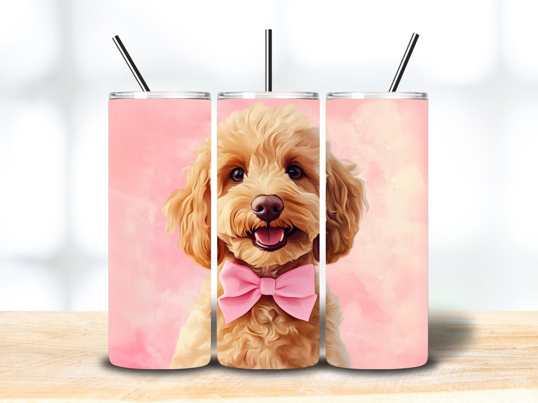 Pink Bow Goldendoodle Tumbler Wrap 20 Oz Seamless PNG for Sublimation ...