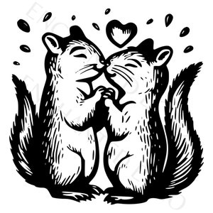 Squirrels In Love SVG + PNG - Cute Squirrels Svg - Squirrel Silhouette Png - Squirrel Valentine Svg - Nuts About You Svg - Squirrel Clipart