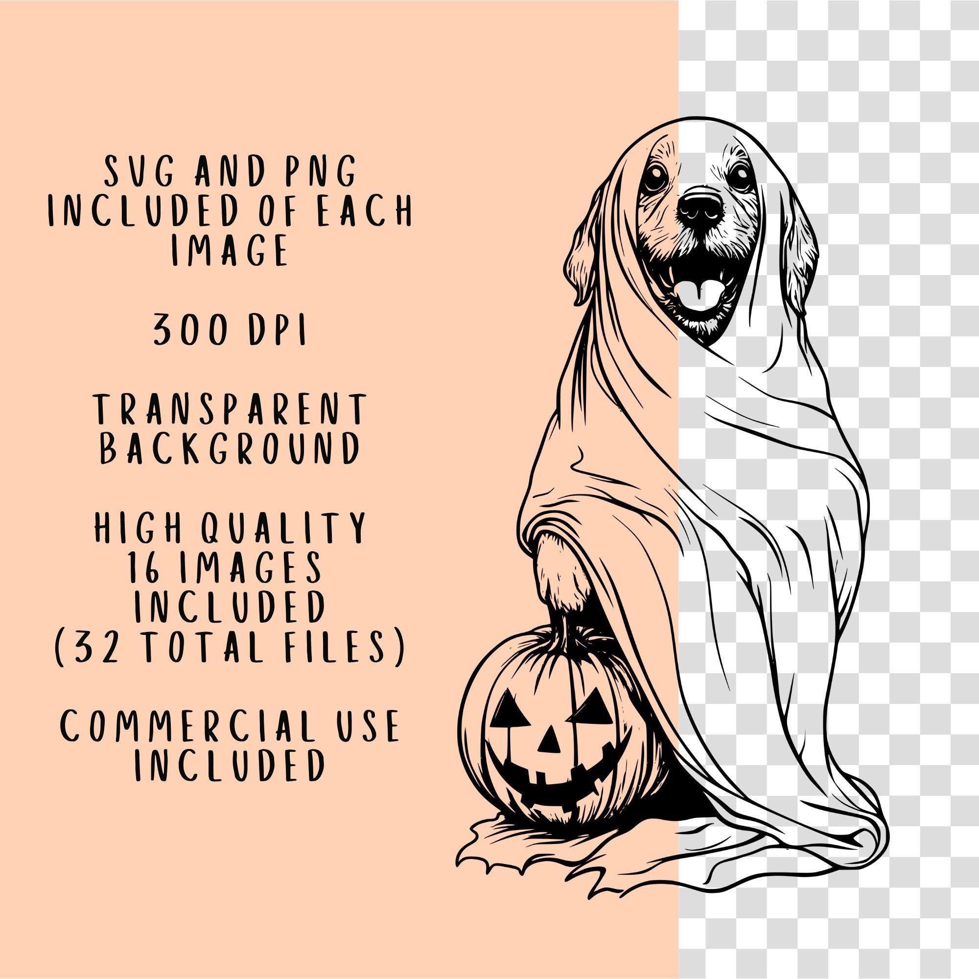Halloween Ghost Dogs SVG PNG – 16 Spooky Dog Breed Images (digital ...