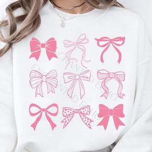 Cute Pink Bows Svg and Png, Coquette Pink Bows Svg, Coquette Shirt Design, Cute Delicate Bows Sublimation, Bows Svg Png, Soft Girl Era Png