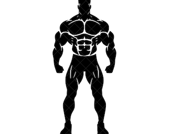 Bodybuilder Silhouette SVG + PNG Set - Muscle Man Clipart, Gym Workout Sublimation (Digital Download)