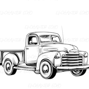 Classic Truck SVG & PNG Set - Vintage Car American Classic Car Svg Retro Car Png Commercial Use Automotive Design - Classic Pickup Truck Png