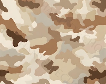 Desert Camouflage Wallpaper PNG - Light Camo Seamless Pattern Clipart, Military Digital Paper(Digital Download)