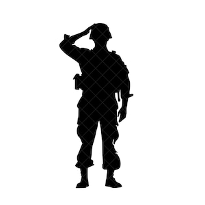 Soldier Saluting Silhouette SVG + PNG - Military Salute Svg - Veteran&#39;s Day Svg - American Soldier Silhouette Svg - Veteran Soldier Svg