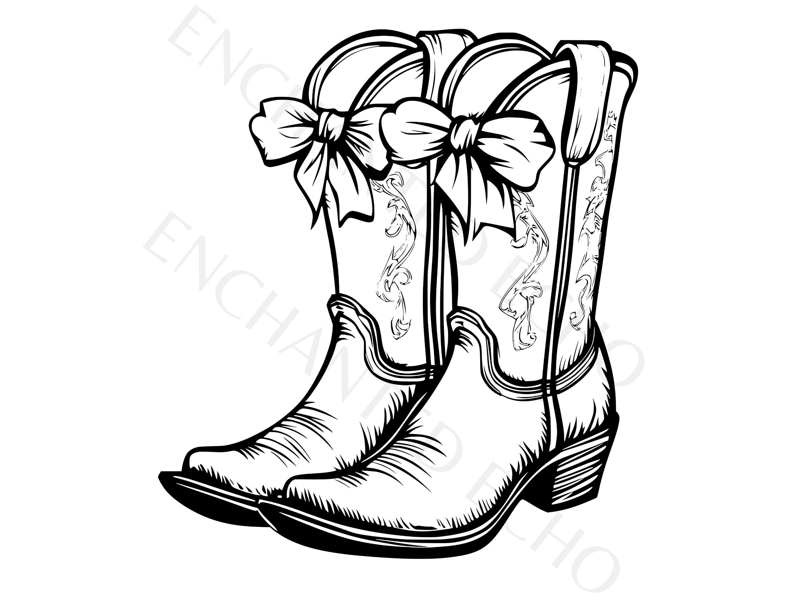 Coquette Coastal Cowgirl Boots With Bows Svg + Png Set - Floral Western ...