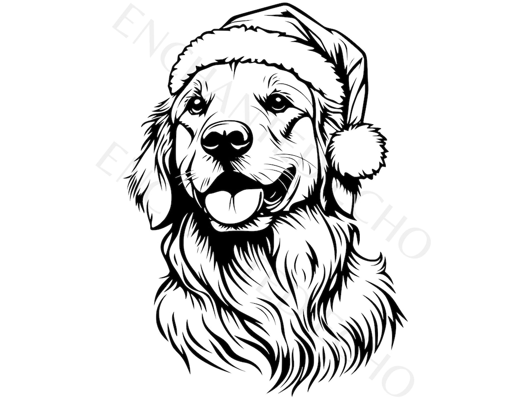 Golden Retriever Santa Hat SVG + PNG Set – Christmas Santa Winter Dog ...