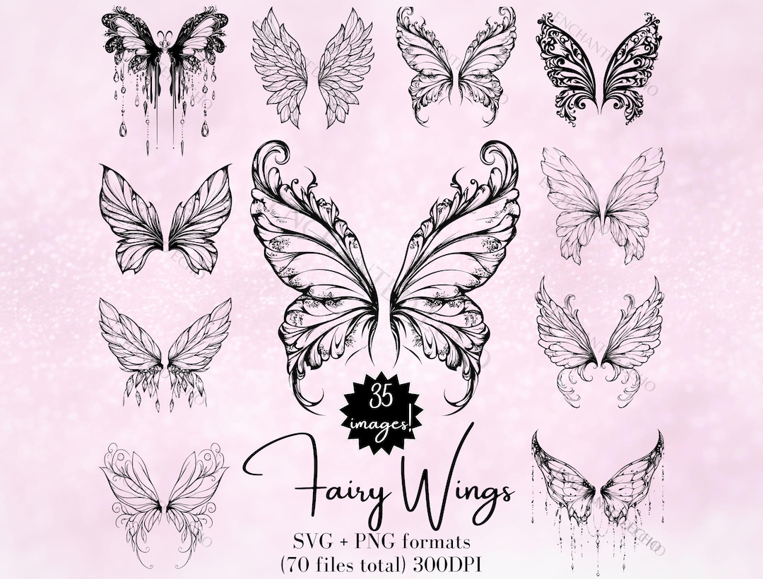 Fairy Wings SVG \u0026 PNG Bundle – Fantasy Wing Clipart Set, Butterfly  Sublimation (digital Download) - Etsy, image size:1080x820