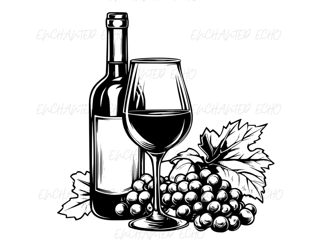 Wine Logo Svg Png Wine And Grapes Digital Download Winery Clipart Etsy