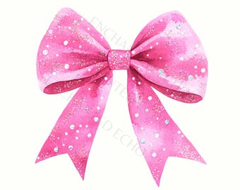 Sparkly Pink Bow PNG - Coquette Disco Ball Dance Ribbon Clipart, Glitter Bows Sublimation (DigitalDownload)