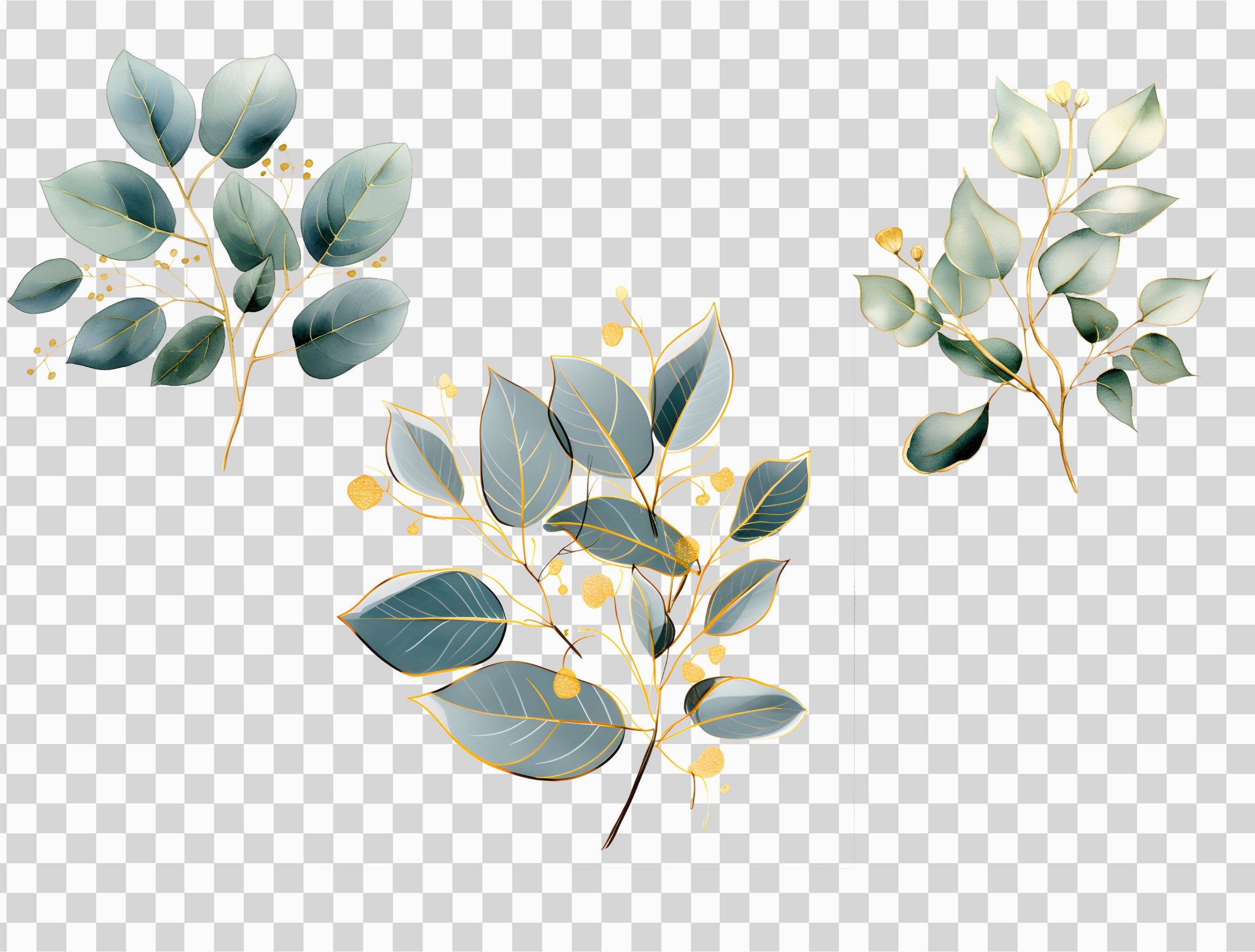 Watercolor Eucalyptus Clipart Bundle - Greenery PNG Set, Baby Shower ...