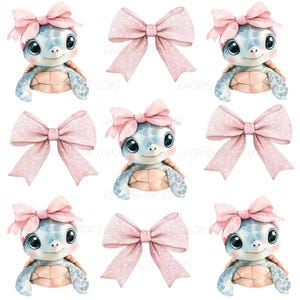 Baby Turtle Coquette Fiocco Rosa Png Carino Tartaruga Fiocco Png Fiocchi Rosa Png Bambina Png Fiocco Rosa Coquette Png Baby Tortoise Png - Baby Shower Png