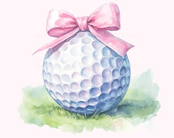 Pink Golf Ball Bow PNG: Coquette Preppy Girly Golf Season Clipart (Digital Download)