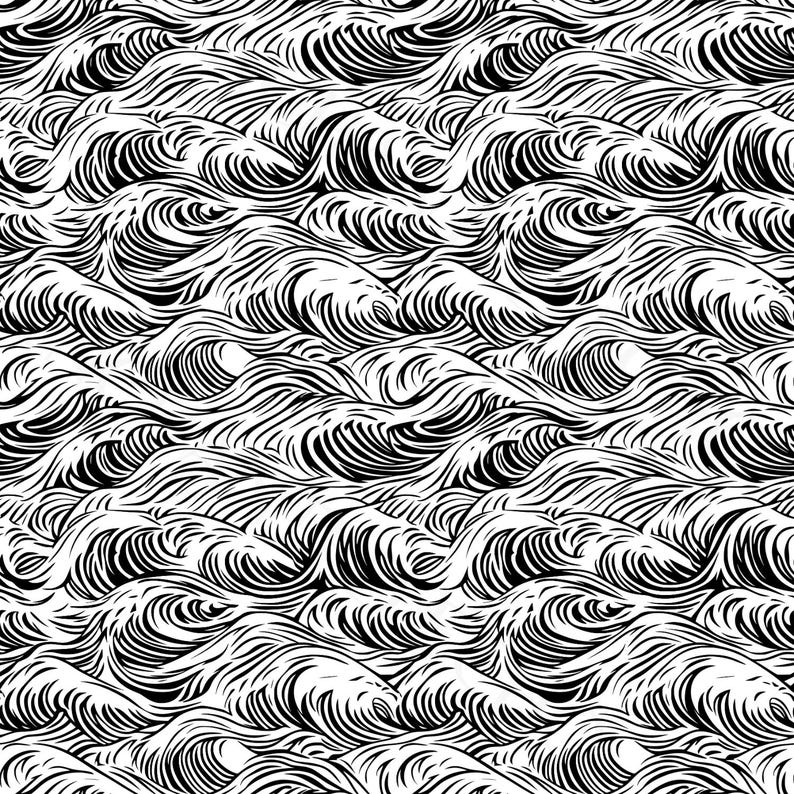Seamless Waves SVG Pattern With Png Included Ocean Seamless - Etsy