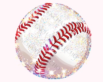 Glitter Baseball PNG - Sparkling Coquette Softball Clipart, Sequin Baseball Mama Sublimation (Digital Download)