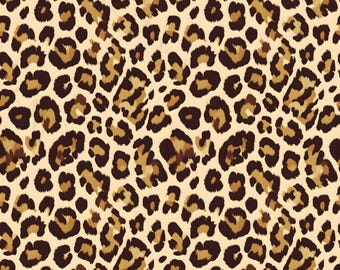 May include: A seamless pattern featuring a leopard print design. The pattern consists of brown and dark brown spots on a beige background. The spots vary in size and shape, creating a natural and textured appearance.