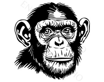 Conjunto de imágenes SVG y PNG de chimpancés - Cara de chimpancé - Vector de chimpancé