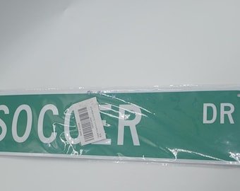 Soccer Drive Metal Sign Sport Lover Soccer Man Cave Decor 15.5X4" (new)