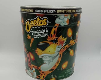 Cheetos Popcorn and Crunch Holiday Tin 22 ounces (empty)