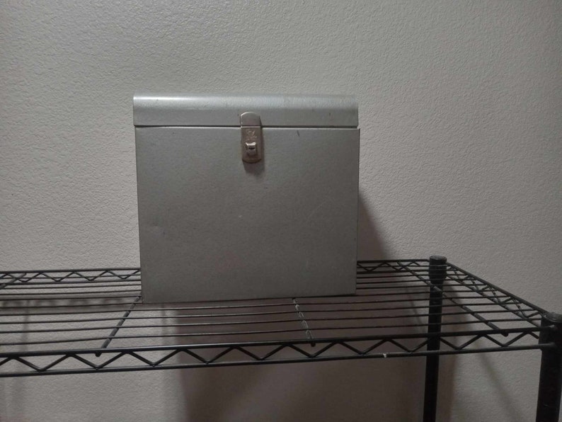 Vintage METAL FILING STORAGE Box, Industrial Grey Utility Box Etsy