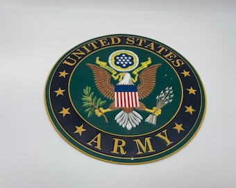 U.S. United States Army Green Round 12" Diameter Metal Plate Sign