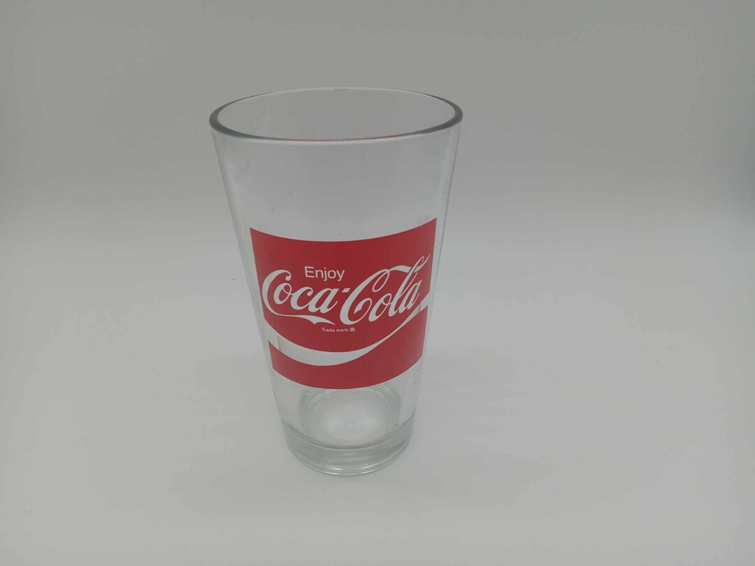 Vintage 80s Cocacola Glass Cups Red Logo Etsy