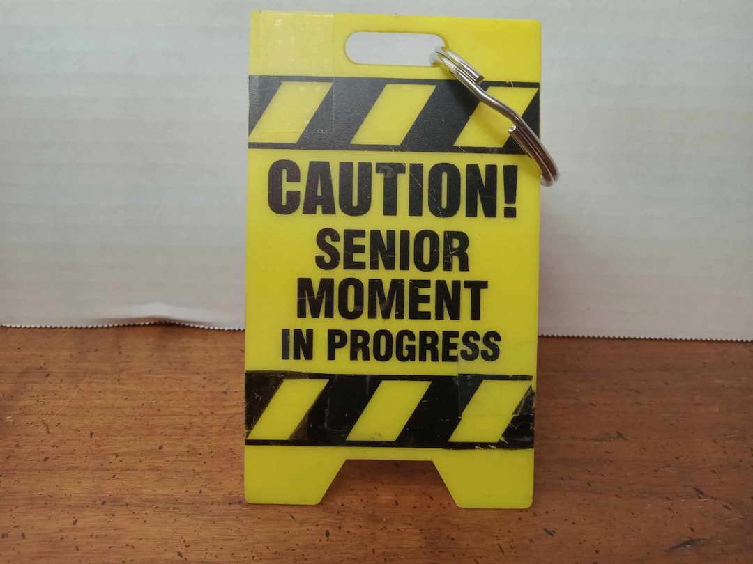 Keychain Caution Senior Moment in Progress Etsy