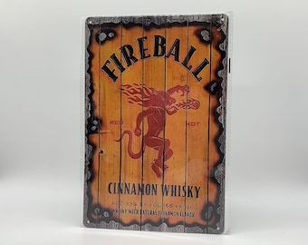 FireBall Cinnamon Whiskey Tin Sign 12 x 8 inches