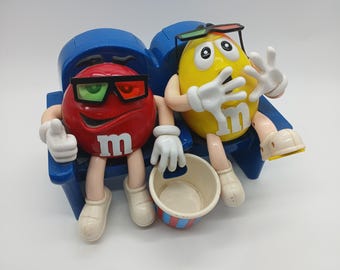 Vintage M&M Red and Yellow Movie Theater Scene Candy Dispenser