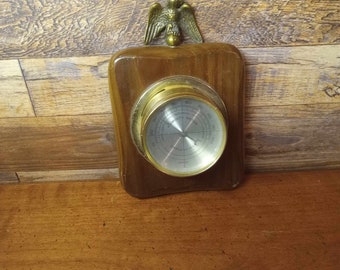 Rare Vintage Humidity Meter Wood and Eagle Decor