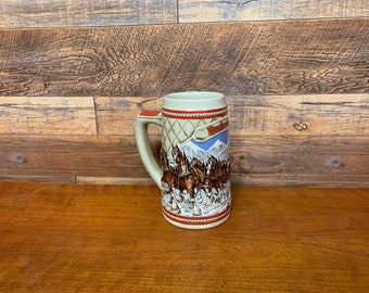 Budweiser Beer Stein Ceramarte Covered Bridge Holiday Series 1984