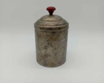Vintage Metal Canister Red knob