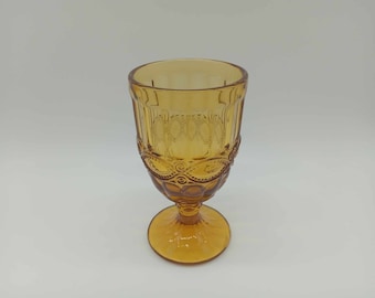 70s Amber Yellow Wine Glass