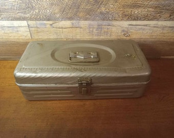 Metal Cash Box with Money Tray Rustic Vintage