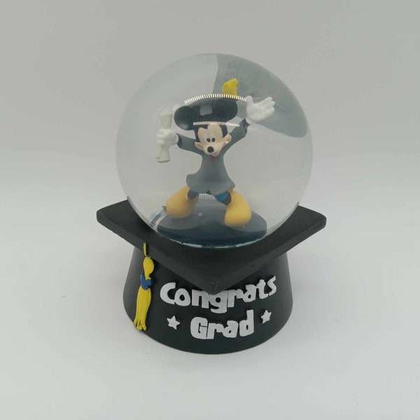 Disney Mickey Mouse Musical Snow Globe "Congrats Grad"