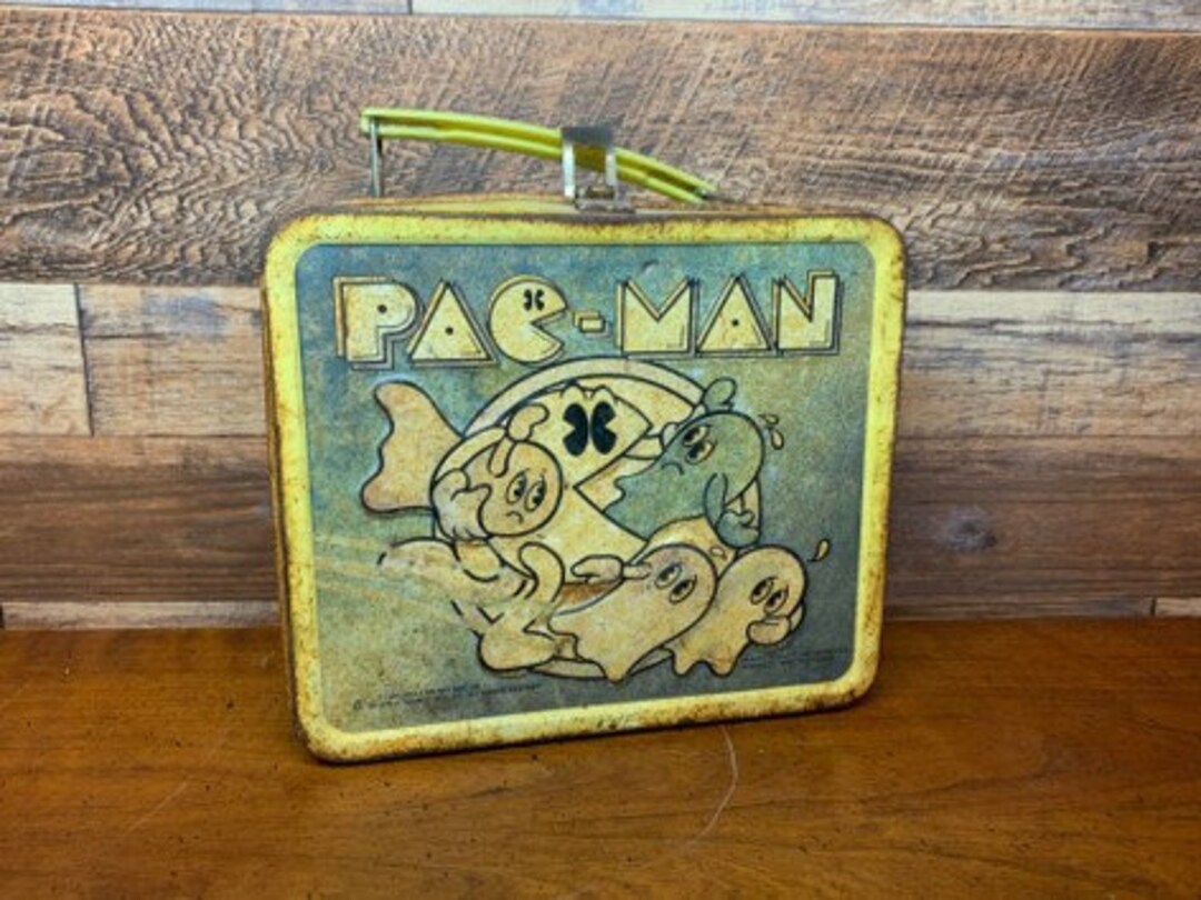 RUSTIC Pac Man Metal Lunch Box, Vintage, 1980s - Etsy
