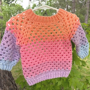 12-18 Month Hand Crocheted Granny Square Baby Pullover