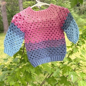 12-18 Month Hand Crocheted Granny Square Baby Pullover