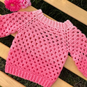 6-12 Month Hand Crocheted Granny Square Baby Pullover