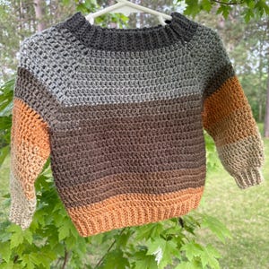 Hand Crocheted Baby Pullover Sweater 6-12 Months Earth Tones