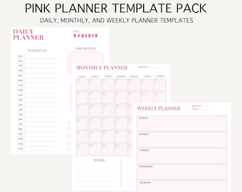 Daily, Weekly, Monthly Planner Template Pack in Blue! Task Tracker ...