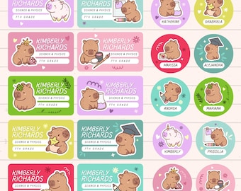 Capybara Name Labels for School Supplies: Printable Stickers (Digital Download)