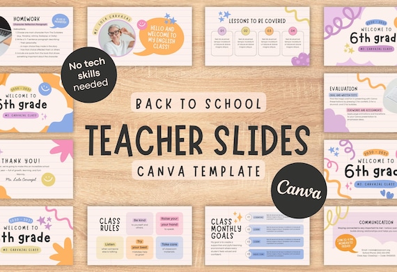 Preschool Teacher Presentation Template: Colorful Minimal Back to School Editable  Canva Slideshow (Digital Download)