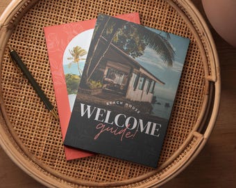 Modello Canva per il libro di benvenuto di Airbnb / Guida per gli ospiti di case vacanza, Manuale della casa VRBO, Raccoglitore per host modificabile
