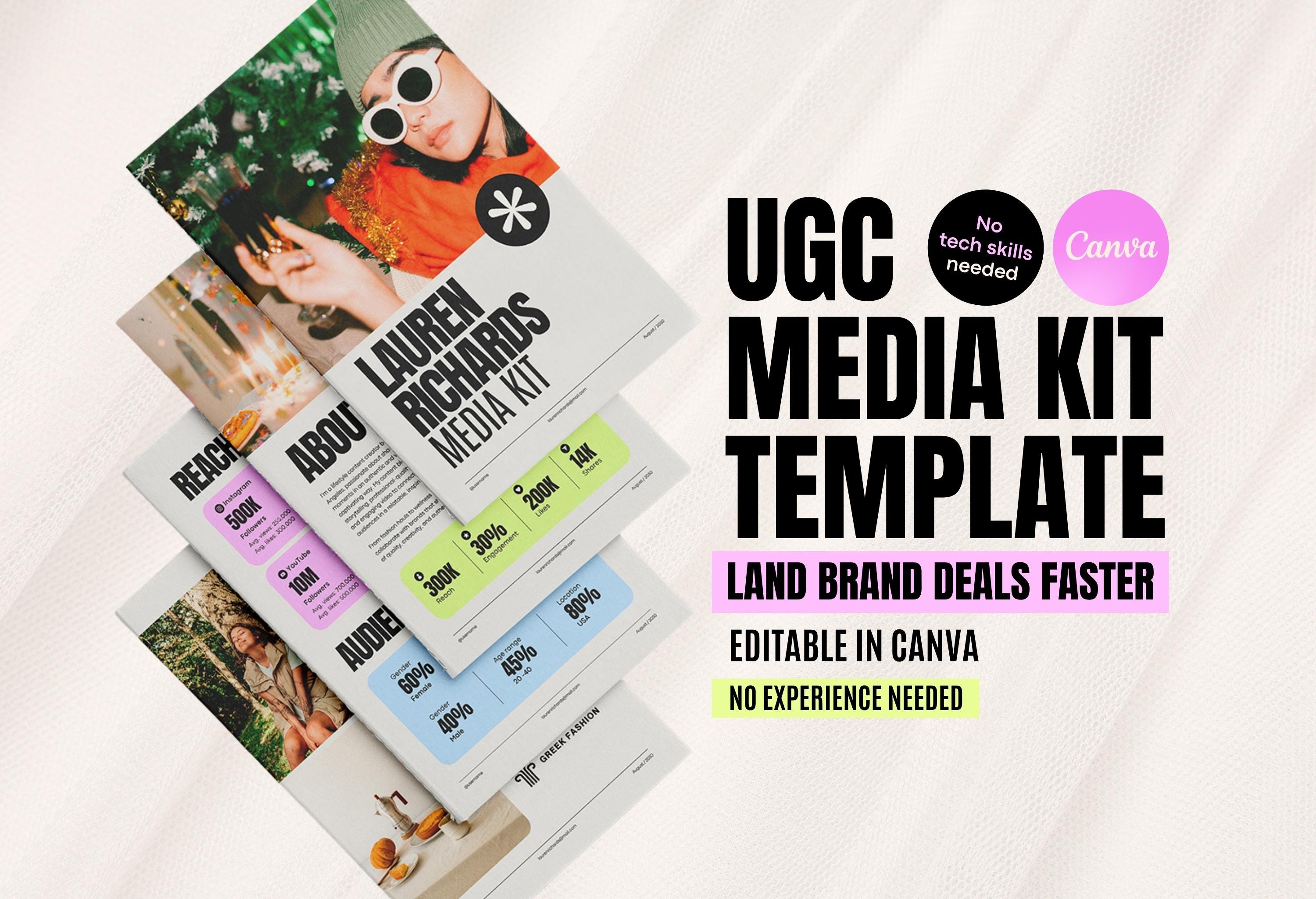 UGC Media Kit Canva Template for Content Creators | Brand Pitch Deck to ...
