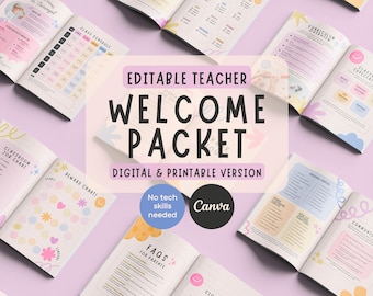 Editable Teacher Welcome Packet: Back to School Canva Template (US Letter & A4)
