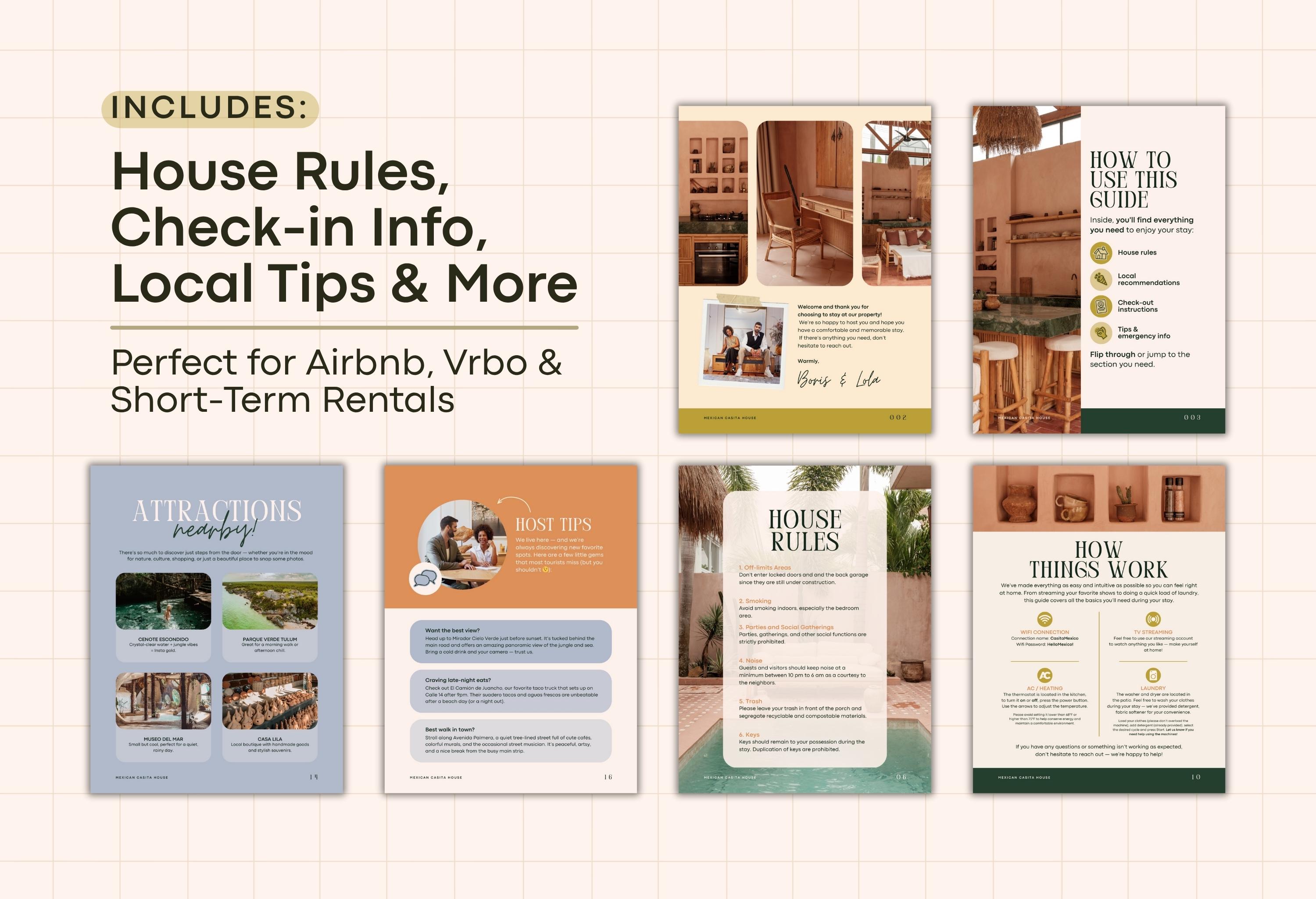 Editable Airbnb Welcome Guide Template | Canva Rental Host Book ...
