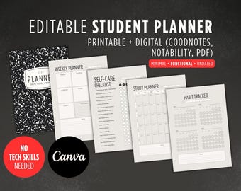 ADHD Student Planner: Digital Study Kit for Canva, GoodNotes (PDF Download)